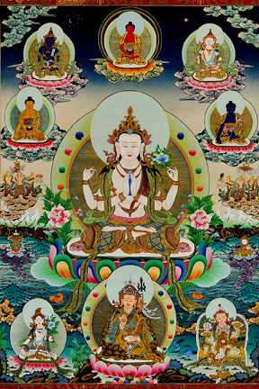 (image for) Chenrezig with 5 Wisdom Buddhas (Downloadable Photo)